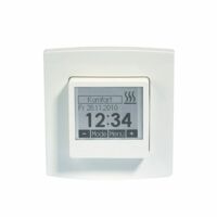 Das Bild zeigt das digitale Raumthermostat VTD-UP das in nahezu jedes Schalterprogramm adaptierbar ist der Marke Vitramo Infrarotheizung.